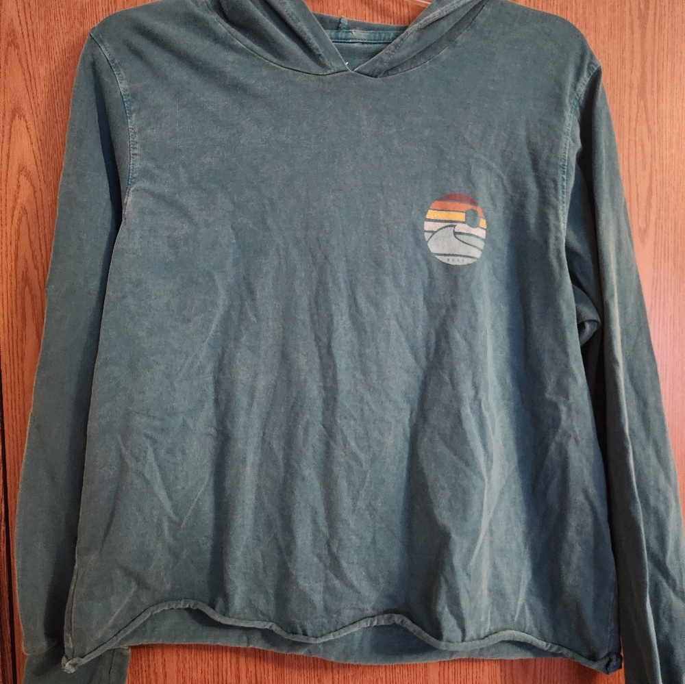 Women's Roxy Top Baja Hoodie Pullover Medium Beach Surf Blue Cute Comfy Casual